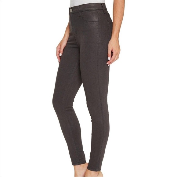 J BRAND Alana High Rise Crop Skinny Jeans Light Coated Waxed Chrome Grey Size 32 - Picture 14 of 14